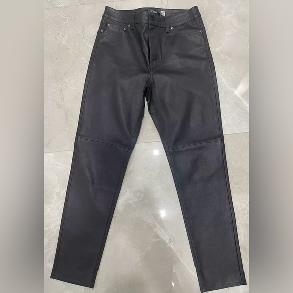 Ralph Lauren Woman’s Pants Size 10 Black Nappa Leather Skinny High Rise Reg Fit - Picture 5 of 6